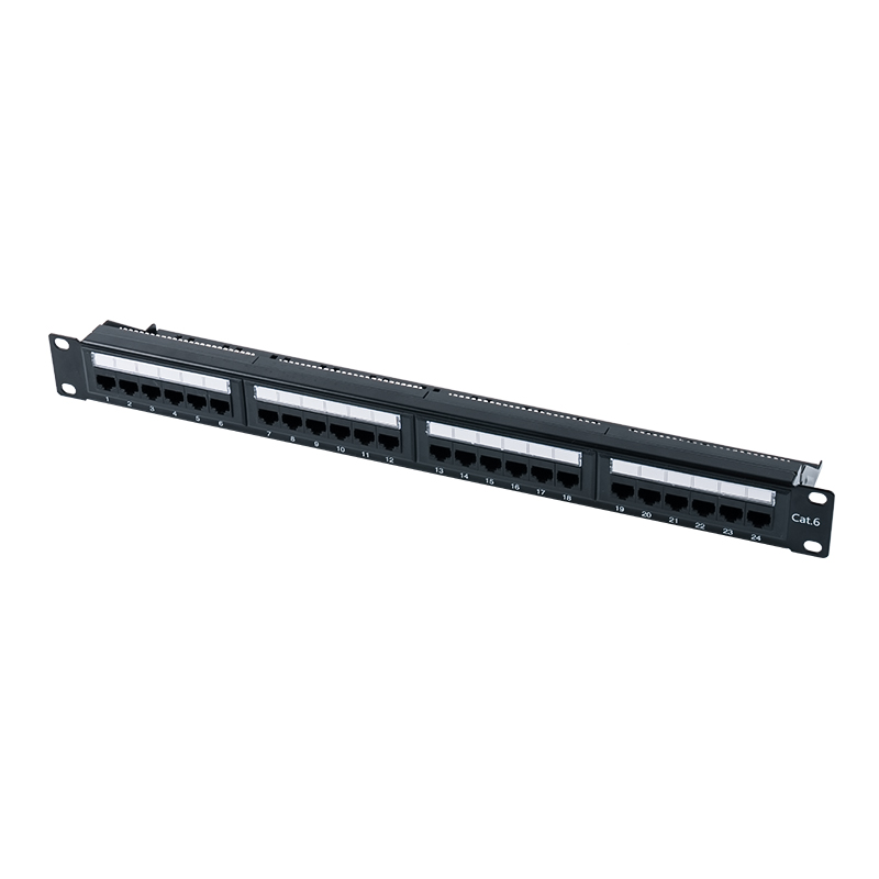 6. kategória 19 hüvelykes 1U árnyékolatlan 24 portos Patch Panel (kétcélú IDC; műanyag betéttel) SP-3204D24-C6