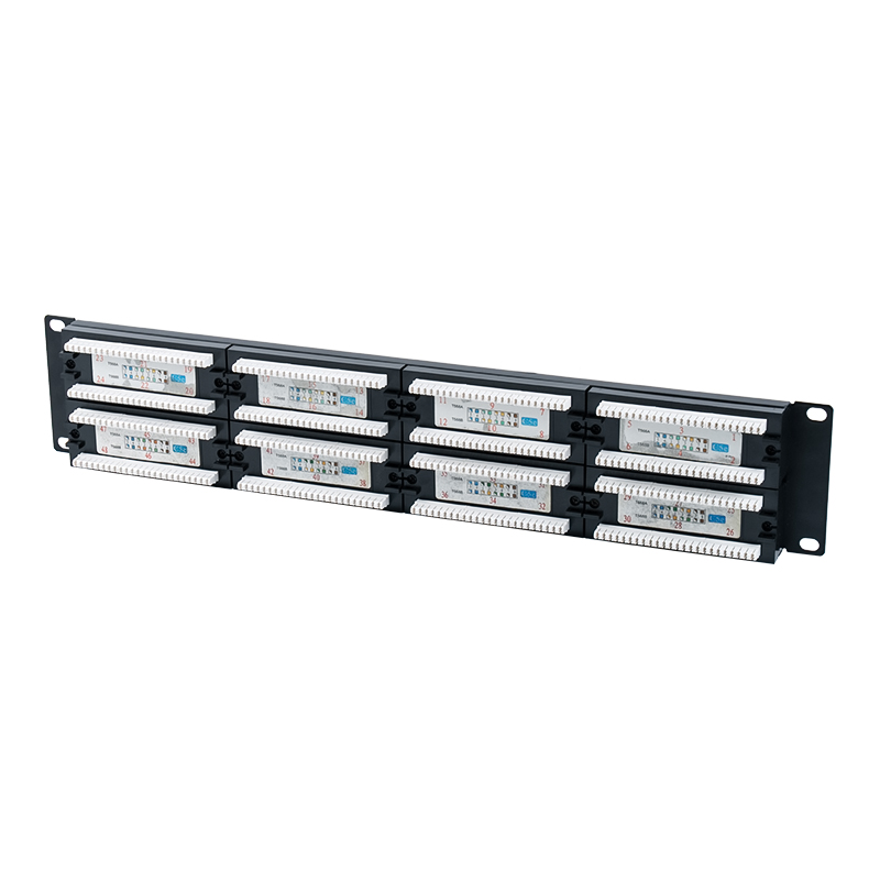 Cat5e 19 hüvelykes 2U árnyékolatlan 48 portos patch panel (kétcélú IDC; műanyag karton betéttel) SP-3204D48-C5E Cat5e 19 hüvelykes 2U árnyékolatlan 48 portos patch panel (kétcélú IDC; műanyag karton betéttel) SP-3204D48-C5E