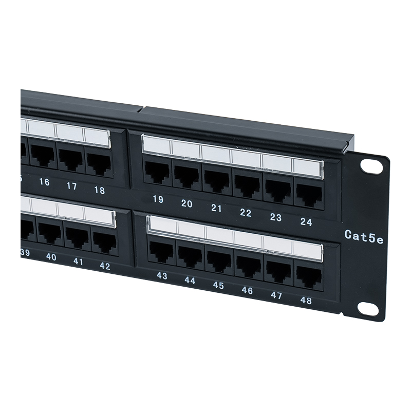 Cat5e 19 hüvelykes 2U árnyékolatlan 48 portos patch panel (kétcélú IDC; műanyag karton betéttel) SP-3204D48-C5E Cat5e 19 hüvelykes 2U árnyékolatlan 48 portos patch panel (kétcélú IDC; műanyag karton betéttel) SP-3204D48-C5E