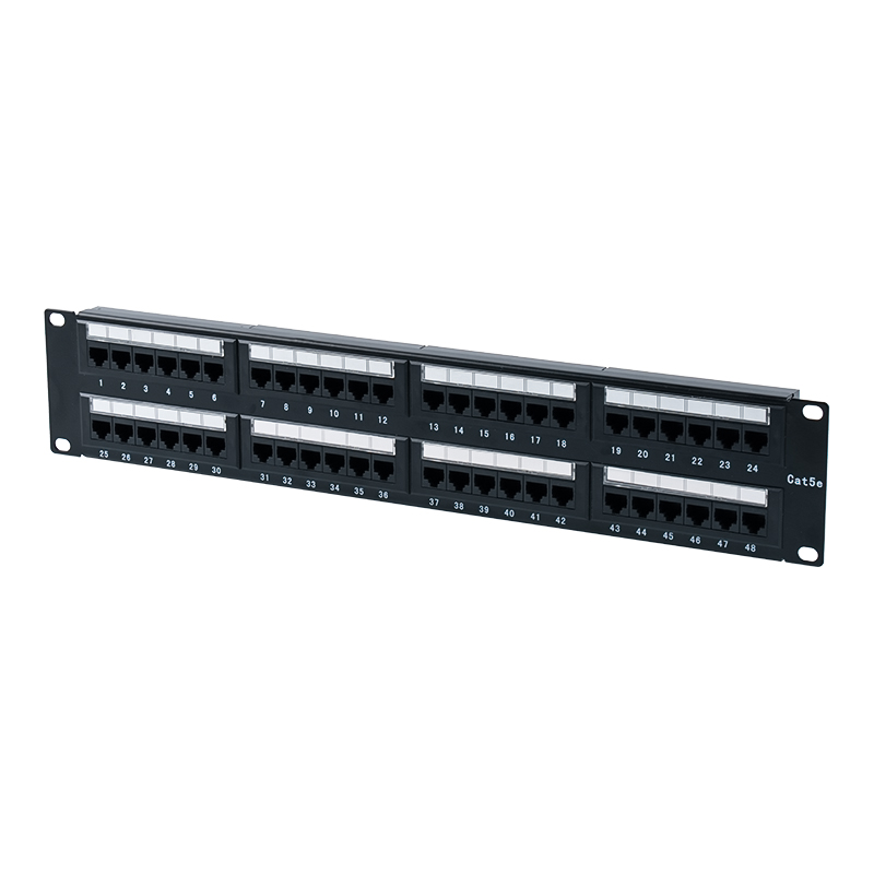 Cat5e 19 hüvelykes 2U árnyékolatlan 48 portos patch panel (kétcélú IDC; műanyag karton betéttel) SP-3204D48-C5E