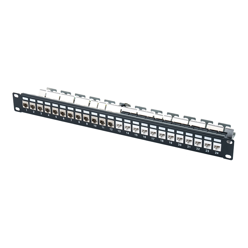 19 hüvelykes 1U 24 portos árnyékolt üres rack (digitális kártyával) SP-3245S-24P 19 hüvelykes 1U 24 portos árnyékolt üres rack (digitális kártyával) SP-3245S-24P