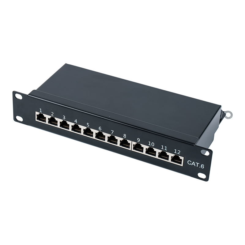 6. kategória 10 hüvelykes 1U árnyékolt 12 portos patch panel SP-3250SK12-C6
