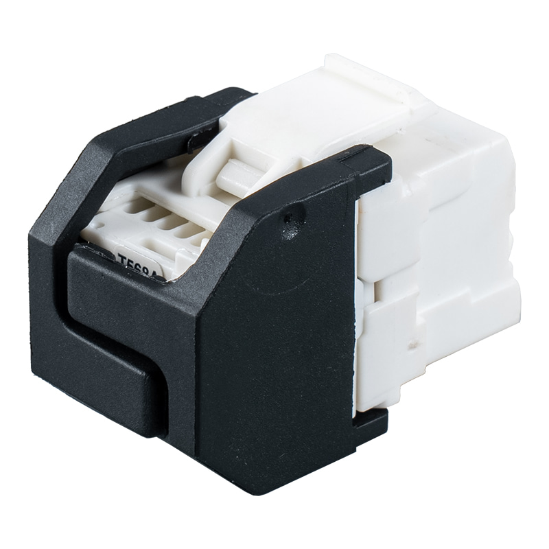 Cat6 árnyékolatlan 180°-os szerszám nélküli moduláris emelő (redőnnyel) SM-2399H8C6 Cat6 árnyékolatlan 180°-os szerszám nélküli moduláris emelő (redőnnyel) SM-2399H8C6