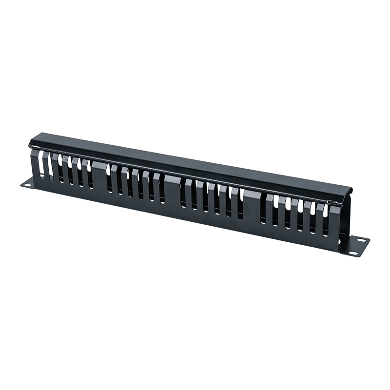 19 hüvelykes 1U műanyagkábel-kezelő panel (24 nyílás fedéllel) SP-3802-1U